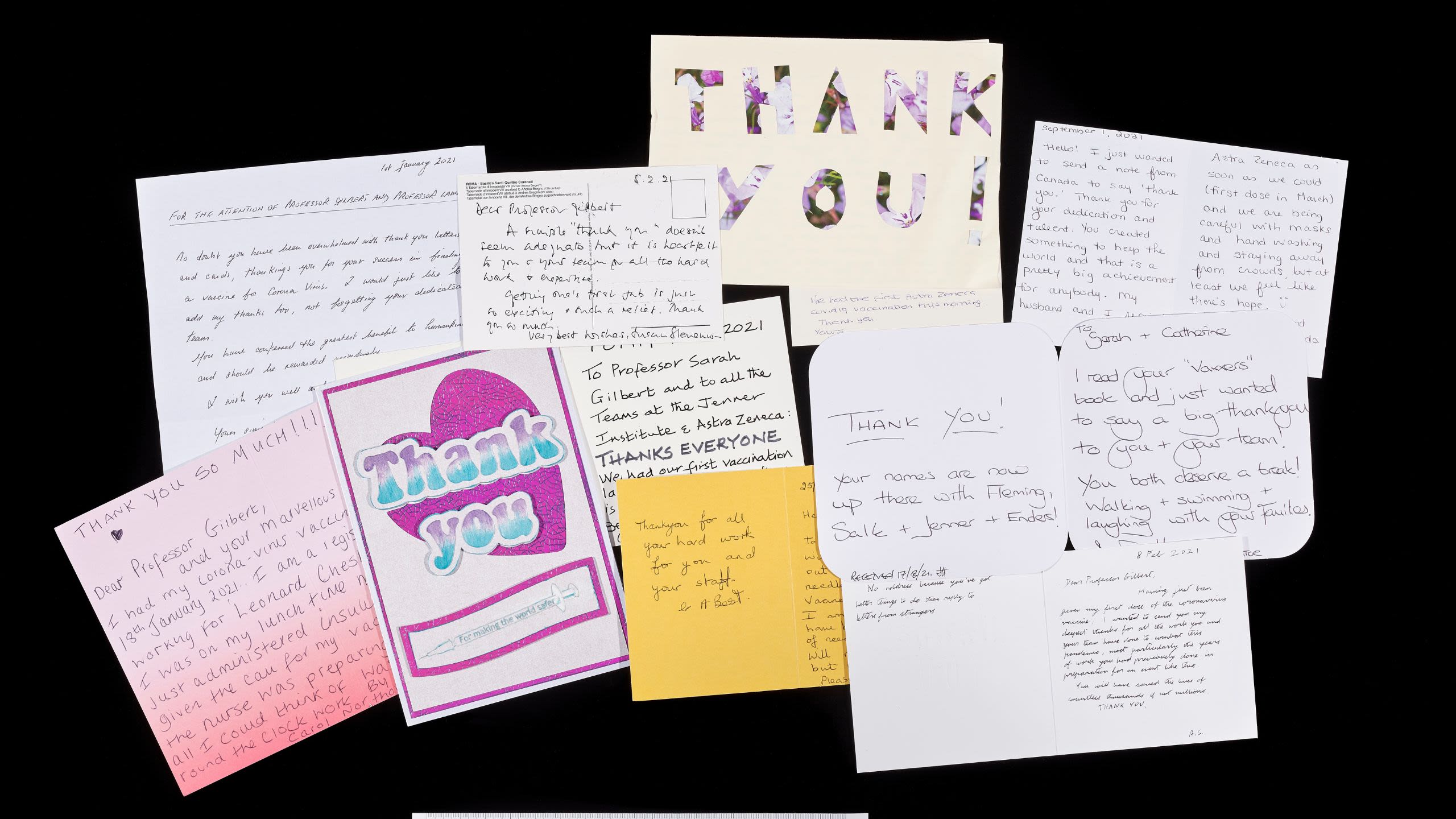 Thank you letters received by the Oxford Vaccine Group